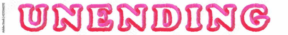 Unending - clear pink text written on white background Unending - clear pink text written on white background