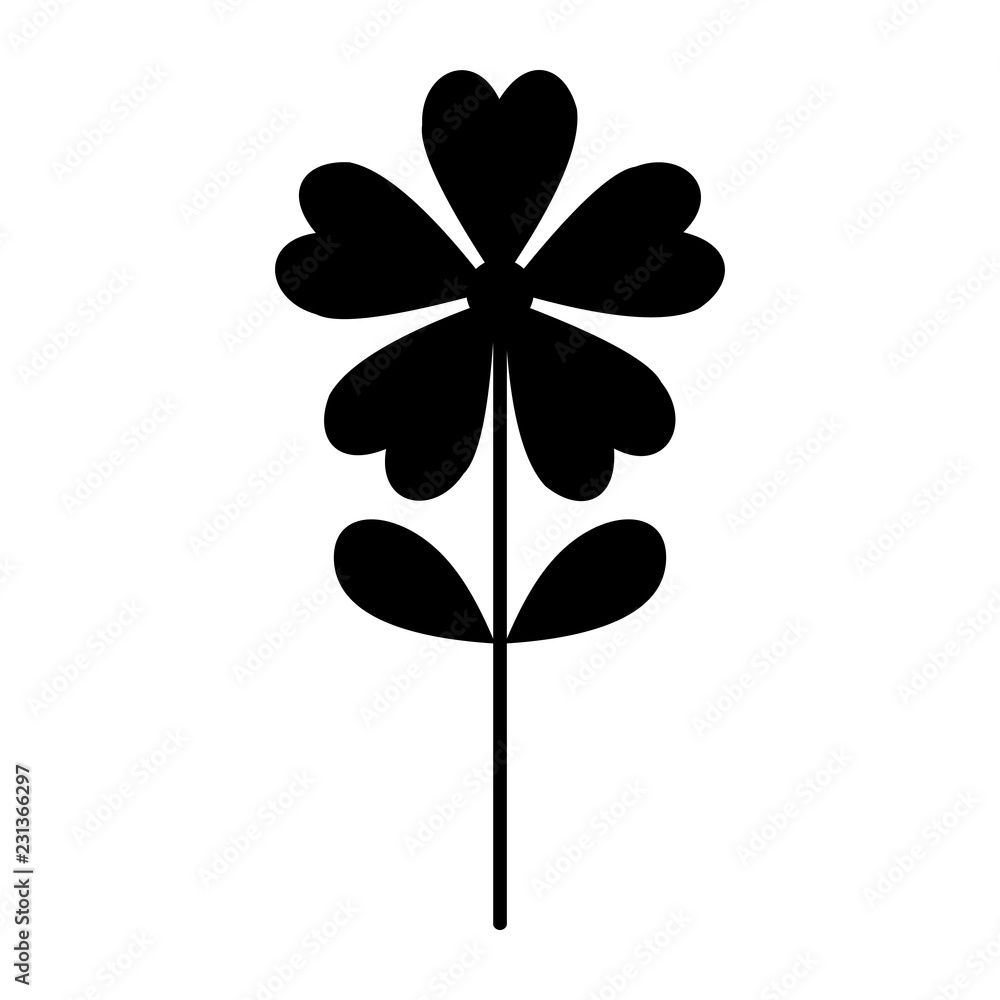 A black and white vector silhouette of a flower A black and white vector silhouette of a flower
