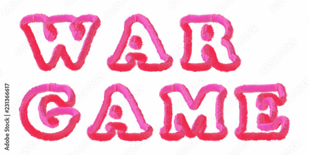 War Game - clear pink text written on white background