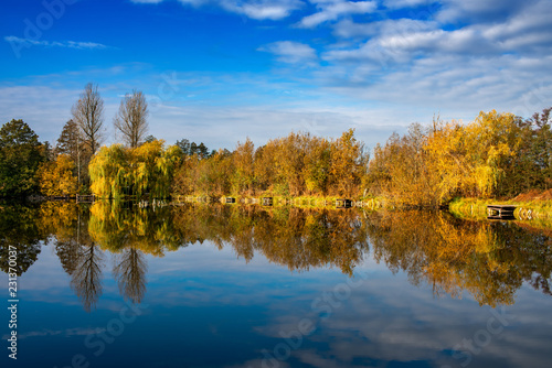 Autumn impressions on a small lake in the north of Berlin, Germany