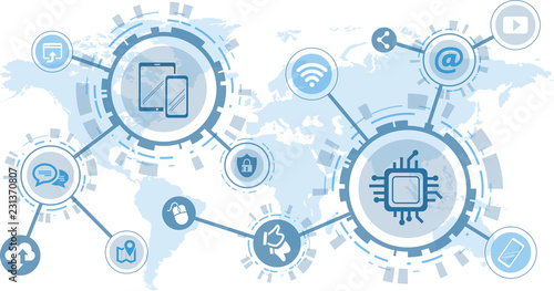 Digitalization and mobile communication concept - vector illustration