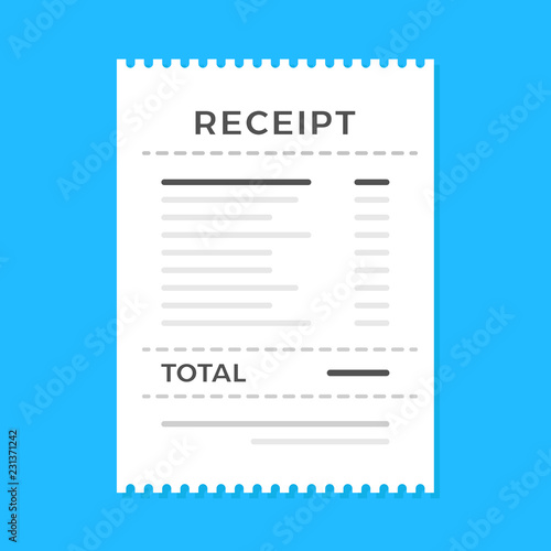 Receipt. Flat design. Vector illustration