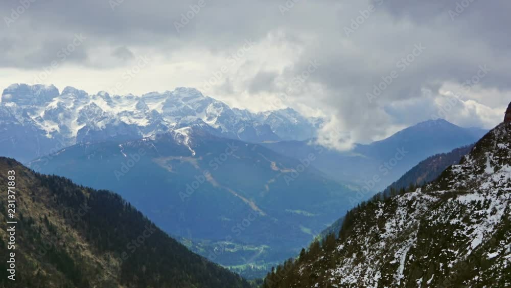 Snow-capped mountains in clouds landscape in alps, Adamello Brenta, Italy, timelapse Snow-capped mountains in clouds landscape in alps, Adamello Brenta, Italy, timelapse
