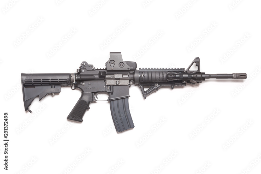 Automatic carbine isolated on white background Automatic carbine isolated on white background