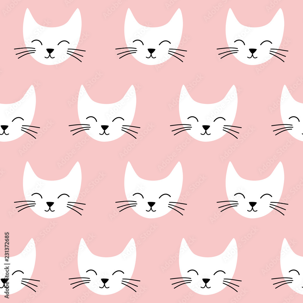 Seamless vector pattern with cats. Smiling cute cats background. Seamless vector pattern with cats. Smiling cute cats background.