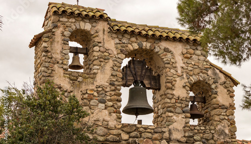 Mission San Miguel Arcángel bell tower, San Miguel, California, USA. One of the series of 21 Spanish religious outposts in Alta California founded by Father Junípero Serra. photo