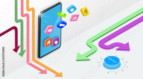 colored arrows crawl on the plane next to the phone in orthogonal projection