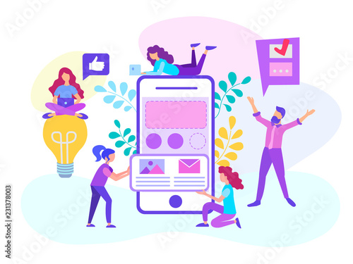 Web designers are working on development a mobile application.