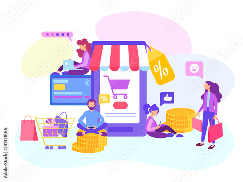 Shopping online in the internet store, Credit Card Payment, Sale.