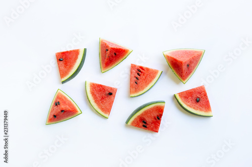 Watermelon pieces  on white.