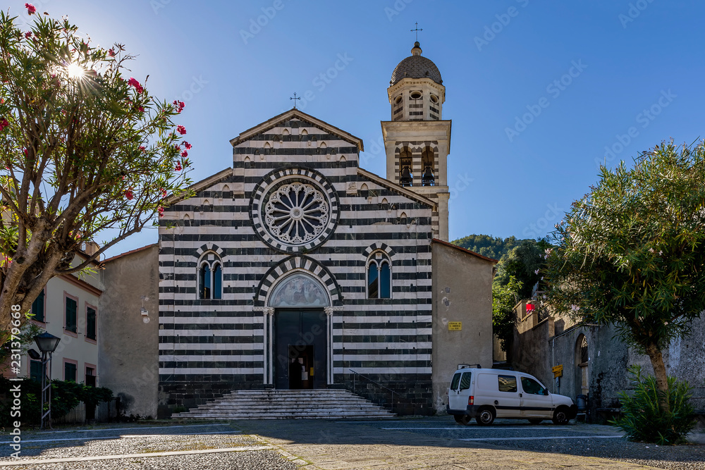 The facade of the Church of Sant'Andrea, Levanto, Liguria, Italy