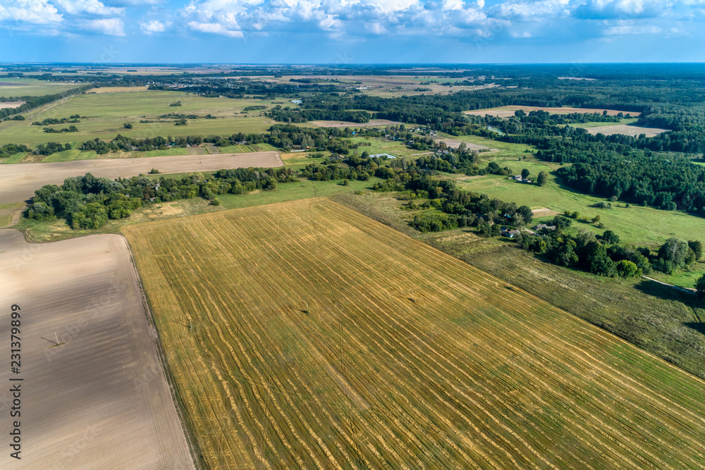 Rural flat landscape. Fields separated by forest belts. Rural flat landscape. Fields separated by forest belts.