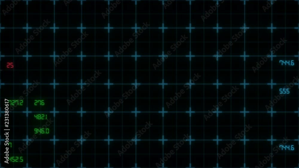 Information board on the grid. Sci-fi movie. Multicolored numbers. Information board on the grid. Sci-fi movie. Multicolored numbers.