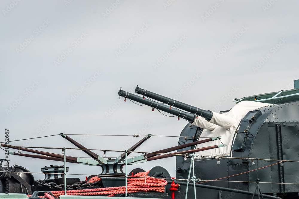 Fototapeta premium Histroic warship docked in Gdynia port (Poland) 