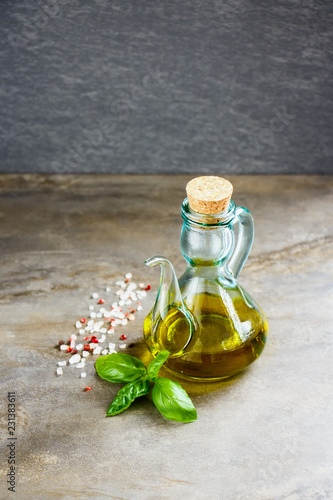 Olive oil and ingredients photo