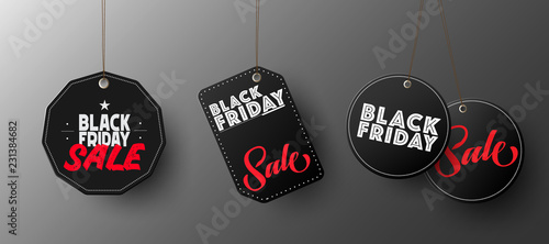 Black Friday Sale Hanging Tag on grey background