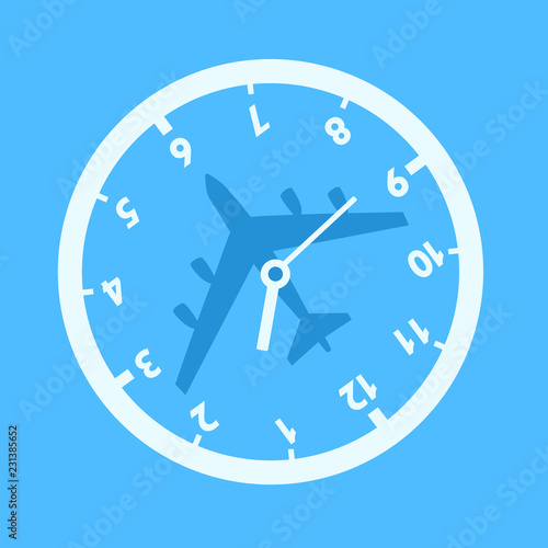 Jet lag - confusion adn time desorientation during travelling by plane and airplane. Traveler's Biorhythm disorder and problem in plane. Vector illustration