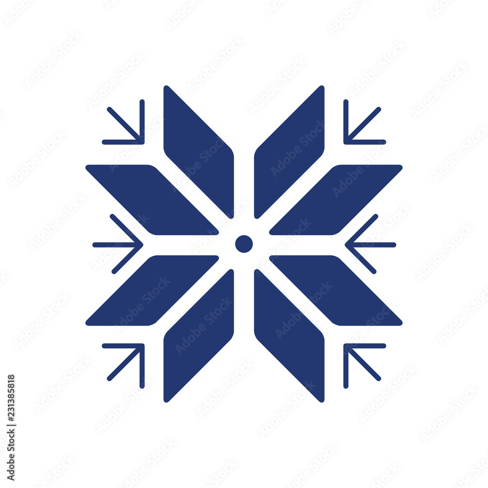 Snowflake for mitten blue on white background Snowflake for mitten blue on white background