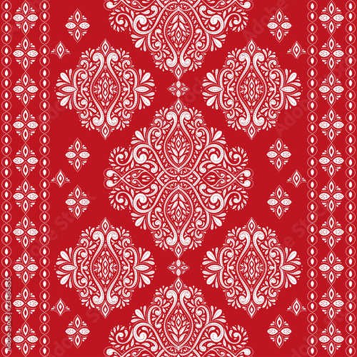Red and white floral seamless pattern. Vintage vector, paisley elements. Traditional,Turkish, Indian motifs. Great for fabric and textile, wallpaper, packaging or any desired idea.
