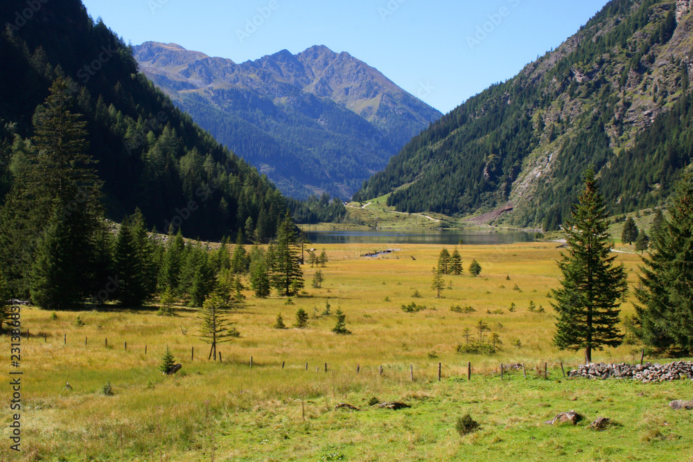 Landscape of Lower Tauern (Niedere Tauern), with lake Riesachsee, Alps, Austria