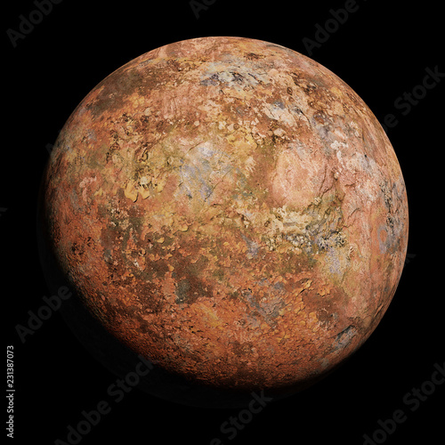 Fototapeta Naklejka Na Ścianę i Meble -  alien desert planet, rocky exoplanet isolated on black background