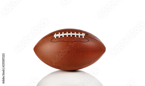 American football isolated on a white background with reflection