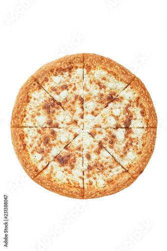 Włoska pizza na białym tle. wyizoluj, aby utworzyć menu pizzy na stronie internetowej lub menu drukowane.