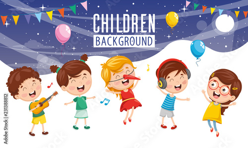 Vector Illustration Of Children Party Background