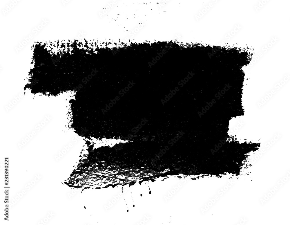 Grunge background. Black Brush Banner Isolated On White.
