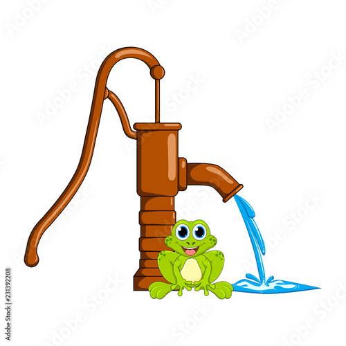frog and water pump design isolated on white background