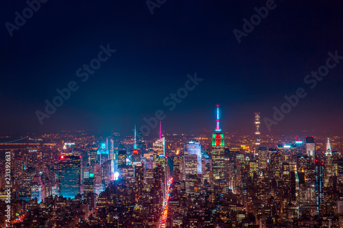 Photography Amazing Panoramic Aerial View over New York City at Night