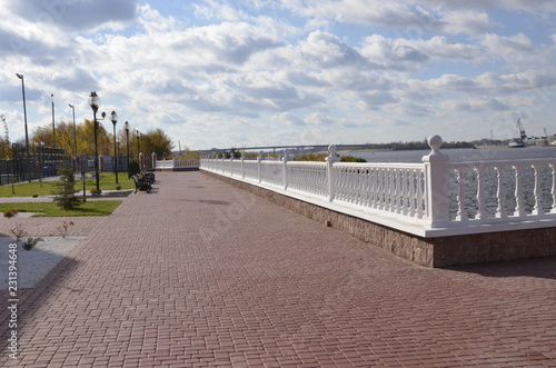 The embankment of the navigable channel and the territory of sanatorium 