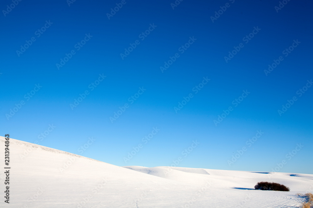 landscape with  snow and blue sky