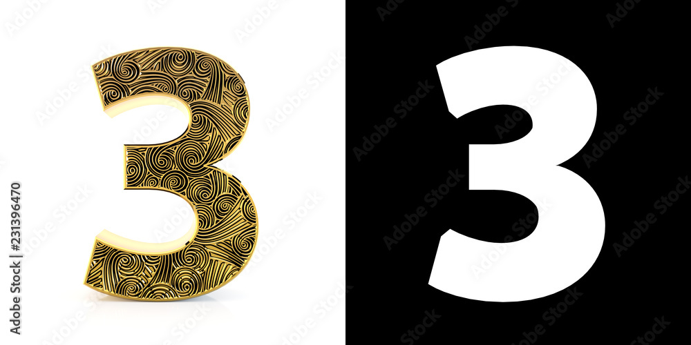 Golden number three (3 years) style Zentangle Golden number three (3 years) style Zentangle