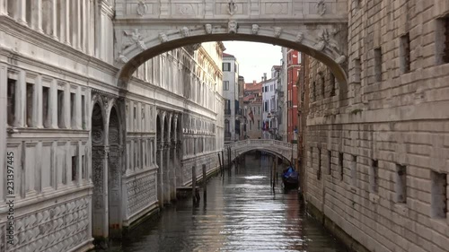 Bridge of Sighs or Ponte dei Sospiri in Venice, Italy, zoom in view, 4k