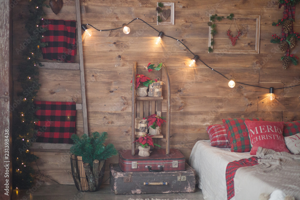 Fototapeta premium Beautiful decorated christmas room