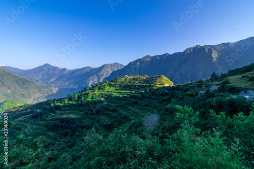 Sunset in Himalayas in Jaunsar-Bawar, Uttarakhand, India photo