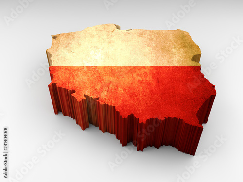 3d textured Poland map with a Polish flag