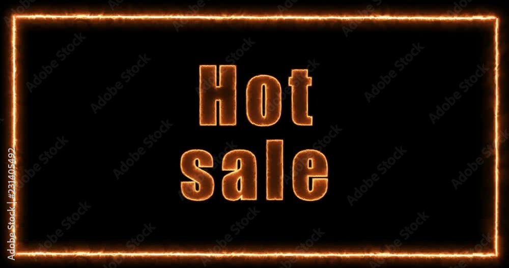 Hot Sale writing with fire burning letters on the black background for black friday advertising. Hot Sale writing with fire burning letters on the black background for black friday advertising.
