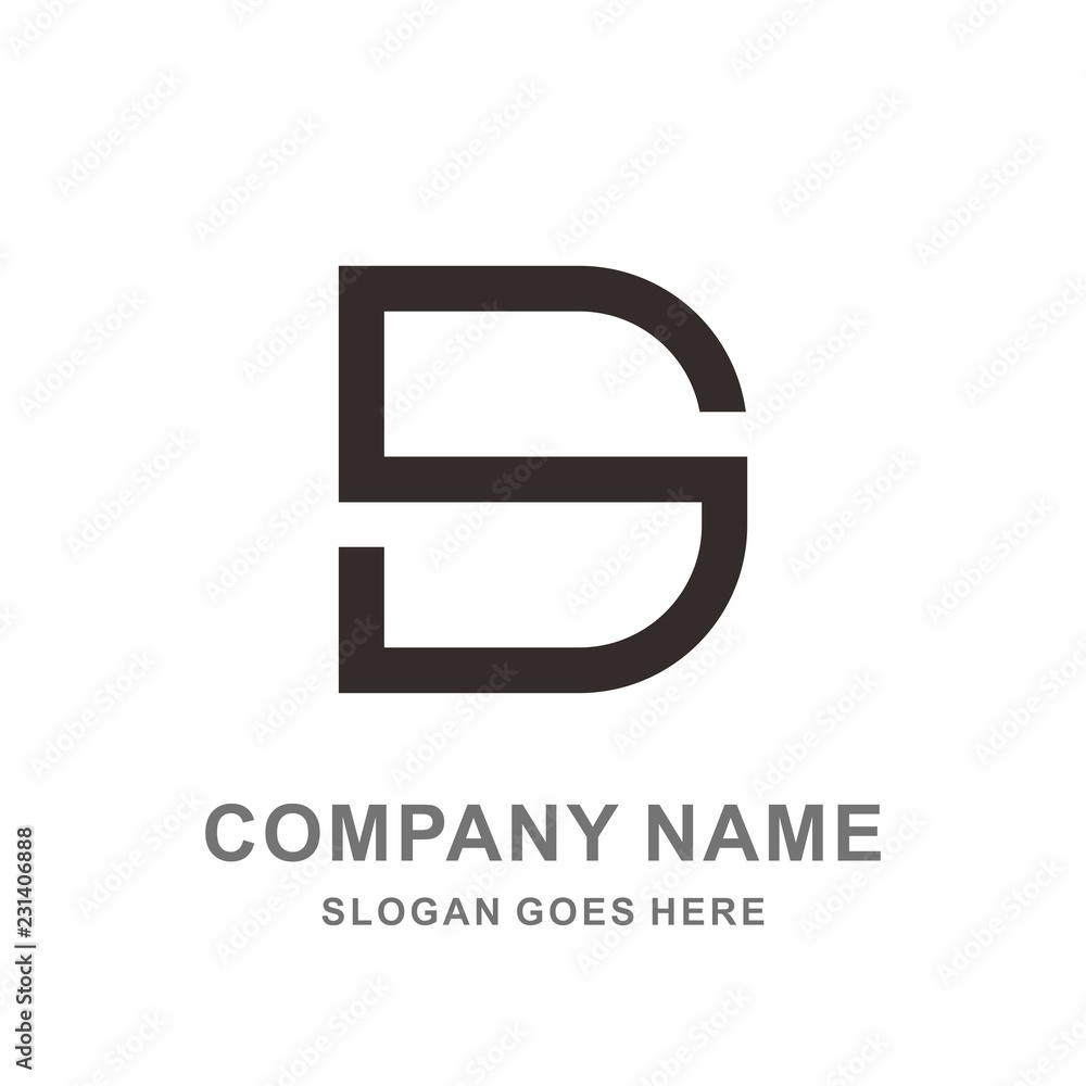 Monogram Letter D & S Geometric Square Circle Architecture Interior Construction Business Company Stock Vector Logo Design Template