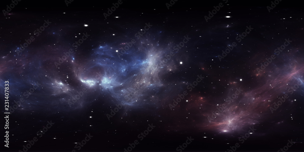 360 degree interstellar cloud of dust and gas. Space background with ...