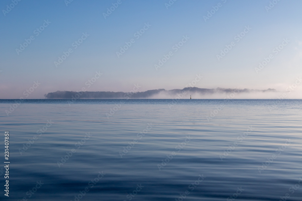 secret lonely Island in fog