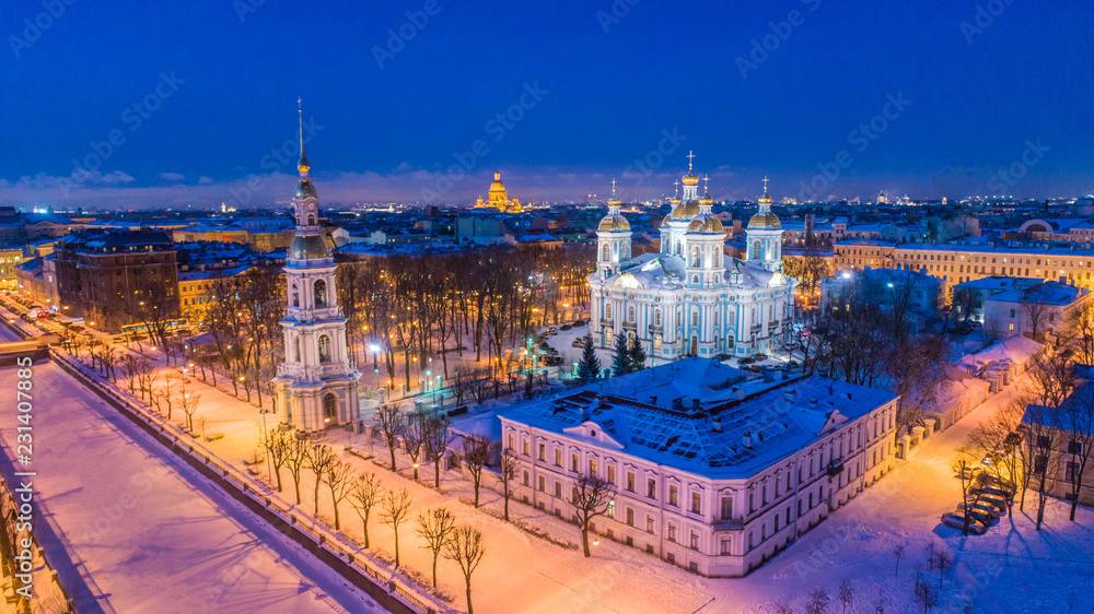 Saint Petersburg. Nikolsky Cathedral. Petersburg in the winter. Russia. Architecture of Petersburg. Architecture of Russia. Bridges and canals of St. Petersburg. Cities of Russia.
