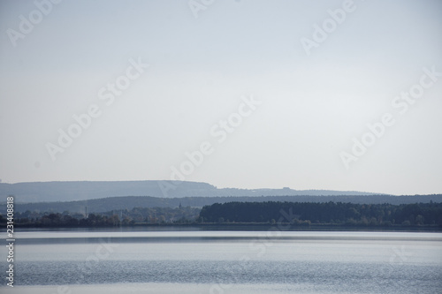 empty the Lake Altmuhlsee in warm autumn day