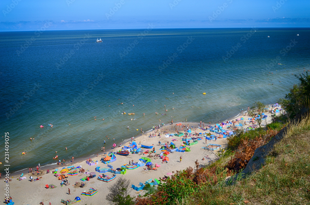 Baltic beach from cliff summer time