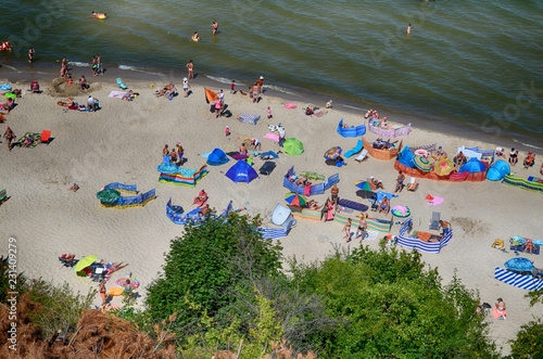 Baltic beach from cliff summer time