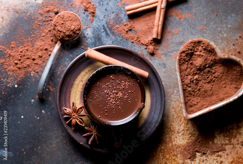 Delicious hot chocolate with spices.