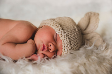 newborn baby photography, rabbit concept