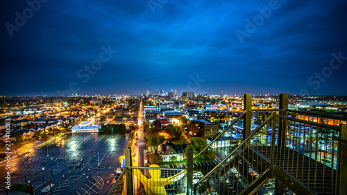 St Louis cityscape night aerial view 