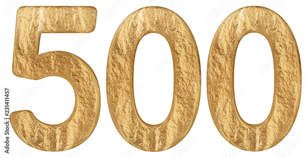 Numeral 500, five hundred, isolated on white background, 3d render Numeral 500, five hundred, isolated on white background, 3d render